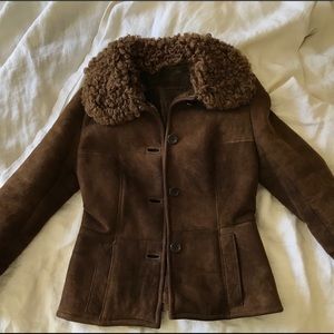 Vintage 70’s Brown Fur Collared Coat
